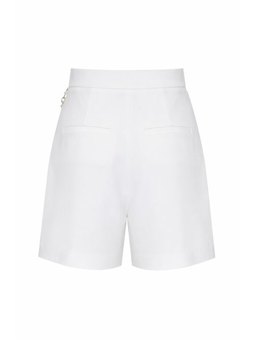 Shorts in gabardina di viscosa con logo gioiello Avorio Elisabetta Franchi | SH00561E2360